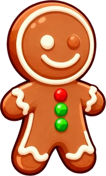 Gingy, the Word Run gingerbread runner with icing trim and gumdrop buttons